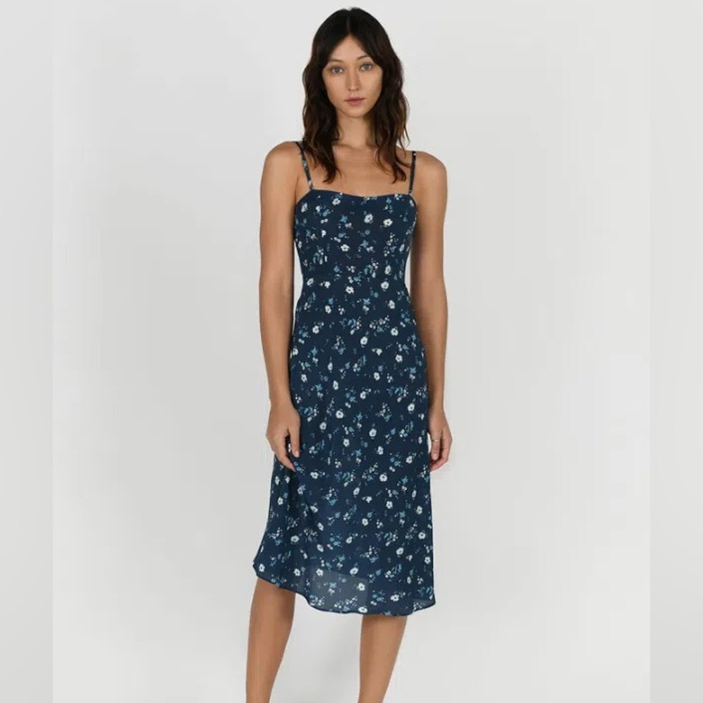 Realisation Par Amelia Floral Silk Midi Dress